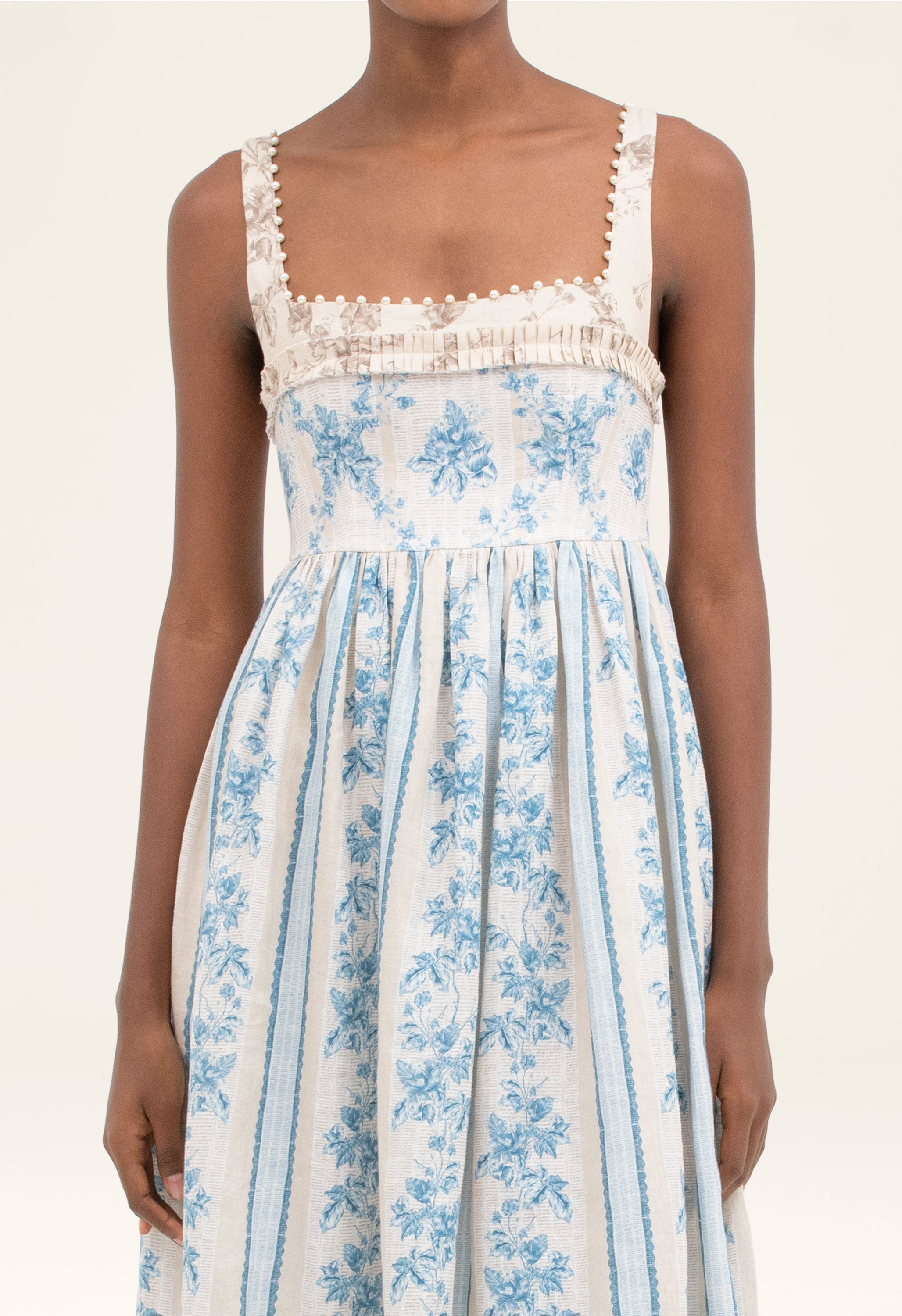 Agua by Agua Bendita Barbara Midi Dress in Ivory,Blue - Size M Agua by Agua Bendita Barbara Midi Dress in Ivory,Blue - Size M
