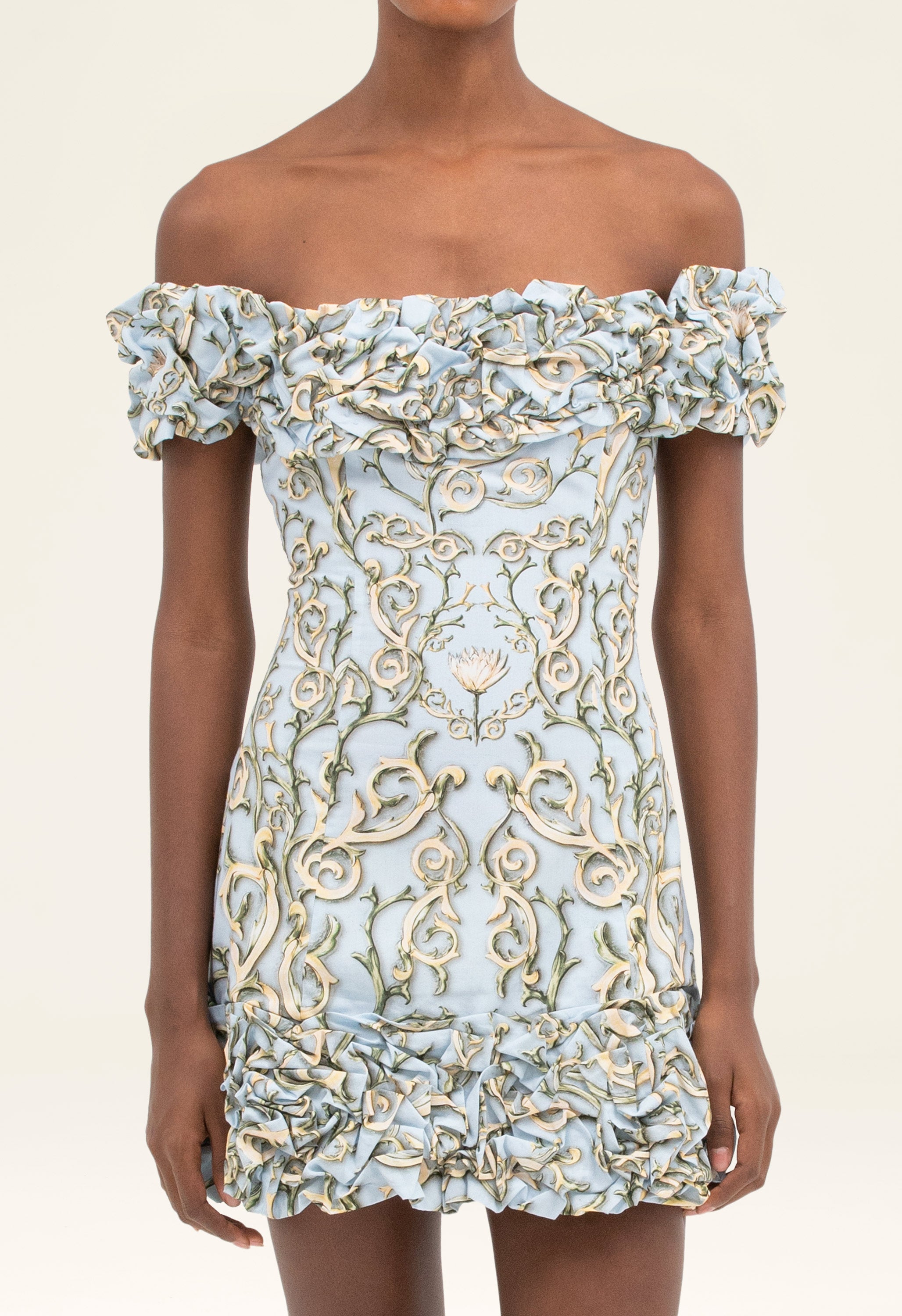 knee length dresses for ladies Arlowe Blue Floral Mini Dress - US 14