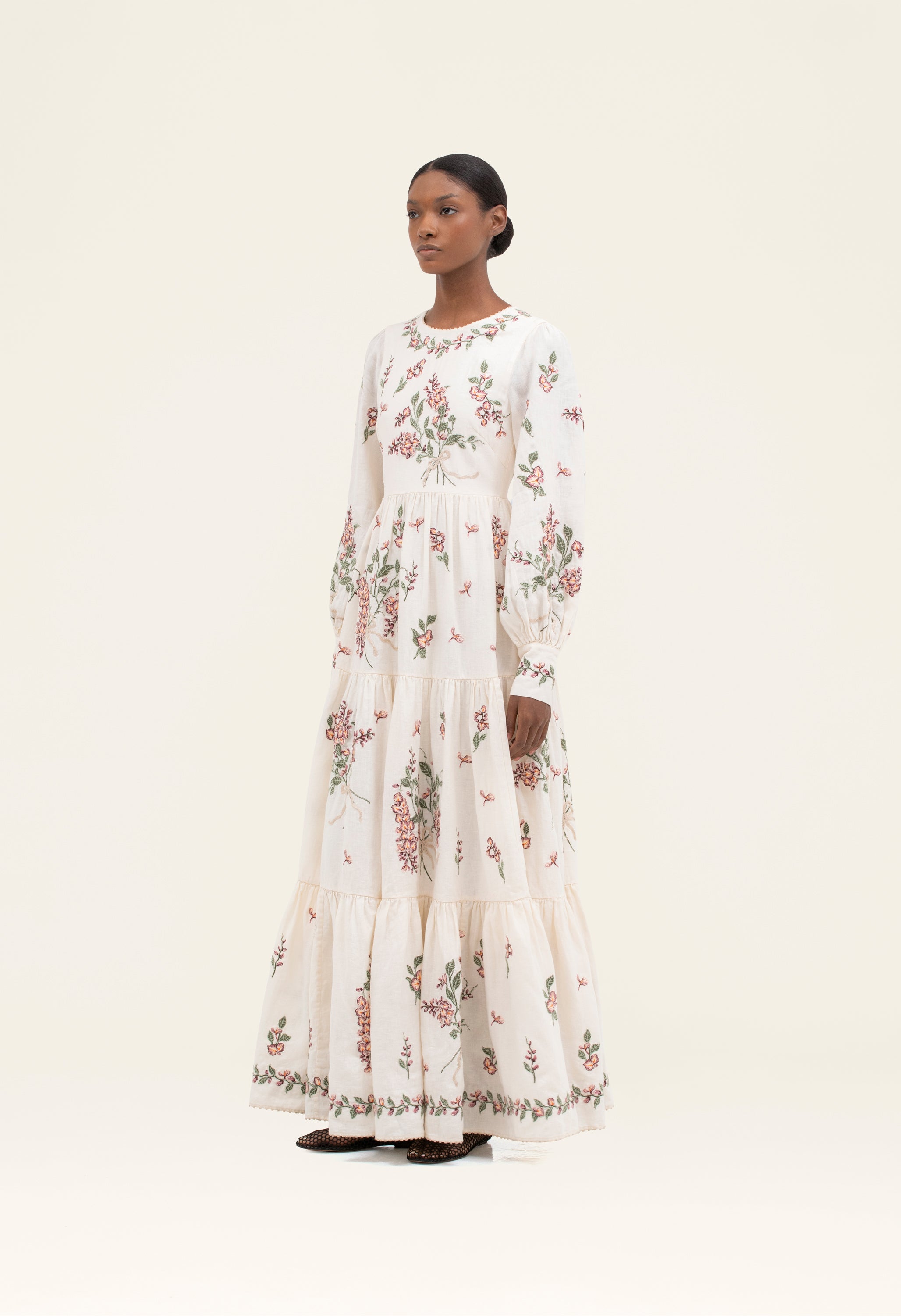 aurora maxi dress Aurora Puff-Sleeve Taffeta Maxi Dress
