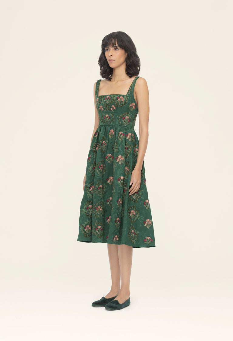 Miramar Memoria Embroidered Midi Dress Agua by Agua Bendita INT