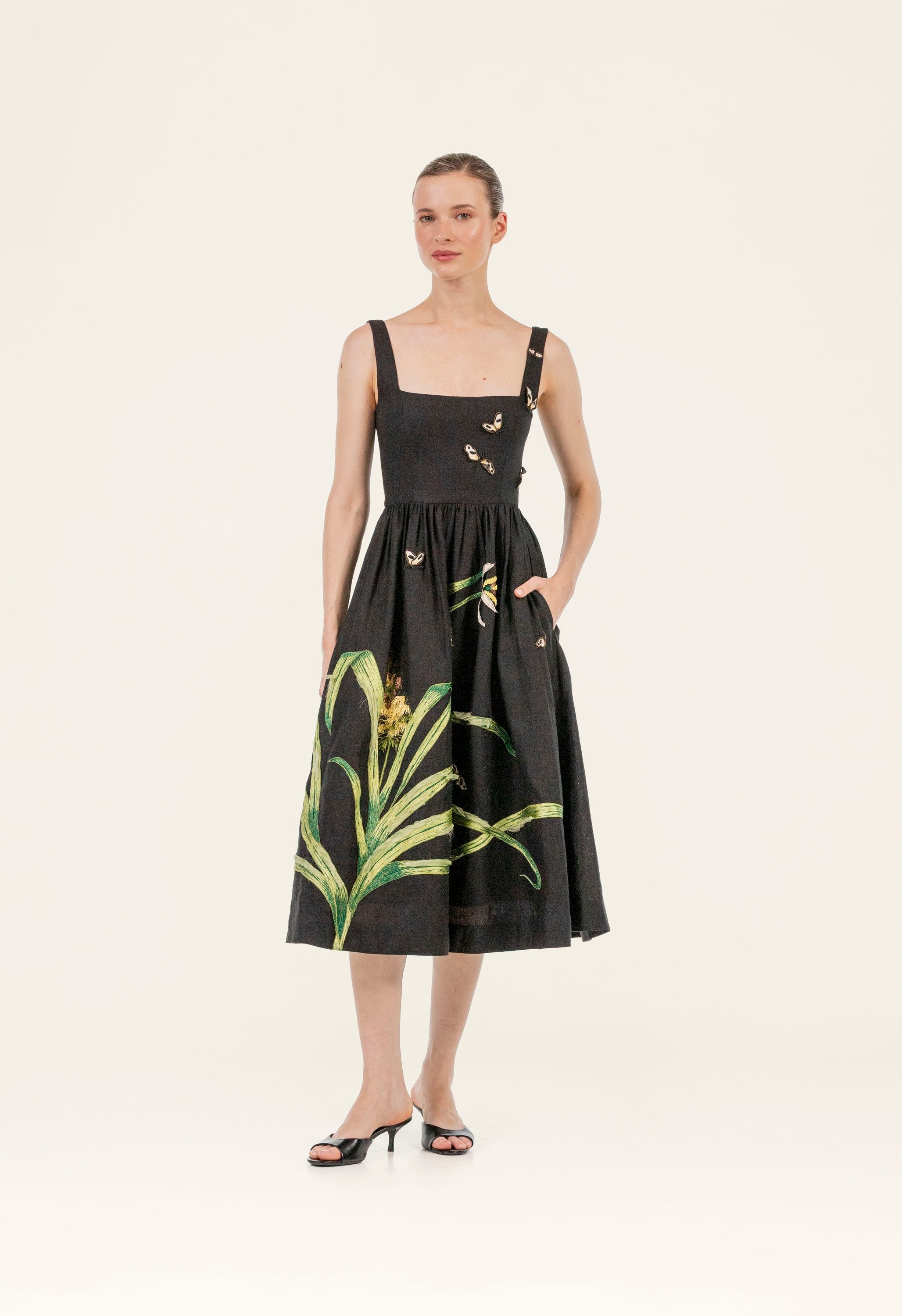 agua by agua bendita alga pacifico embroidered midi dress AGUA BY AGUA BENDITA Alga Pacifico Printed Cotton Midi Dress Agua by Agua Bendita