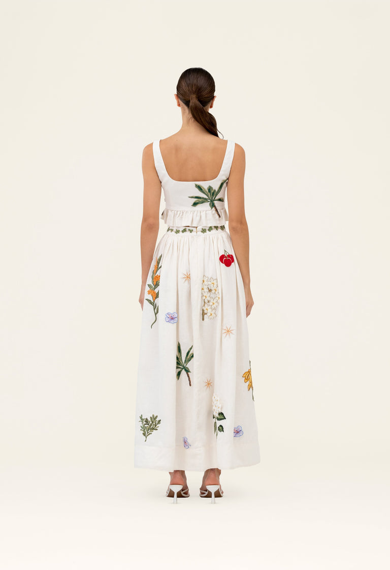 ☆AGUA by AGUA BENDITA☆ 刺繍マキシリネンスカート・Tangelo♪ Agua by Agua Bendita Tangelo Wild Skirt in Multicolor | REVOLVE