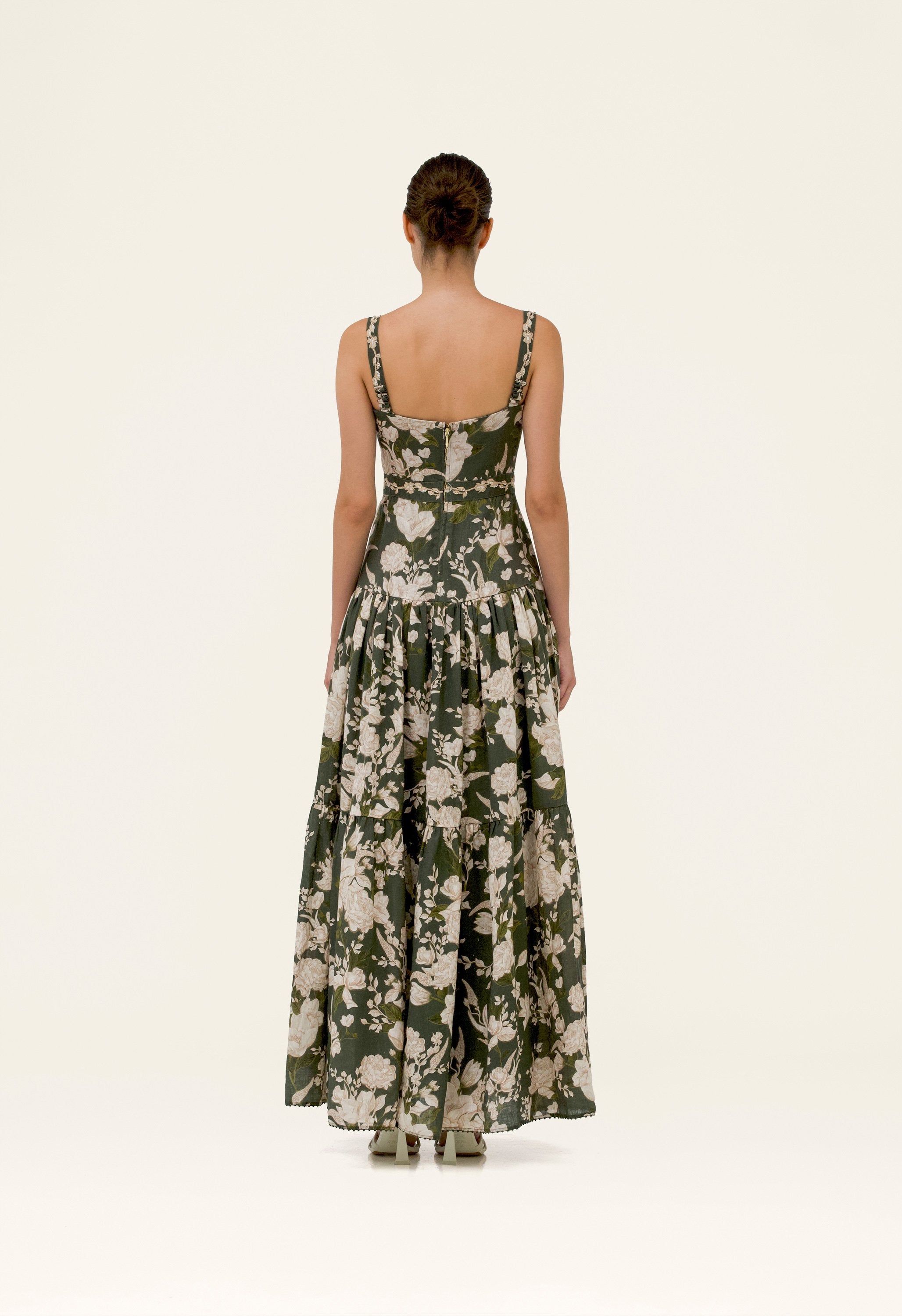 agua by agua bendita lima embroidered butterfly linen maxi dress Agua By Agua Bendita Lima Embroidered Butterfly