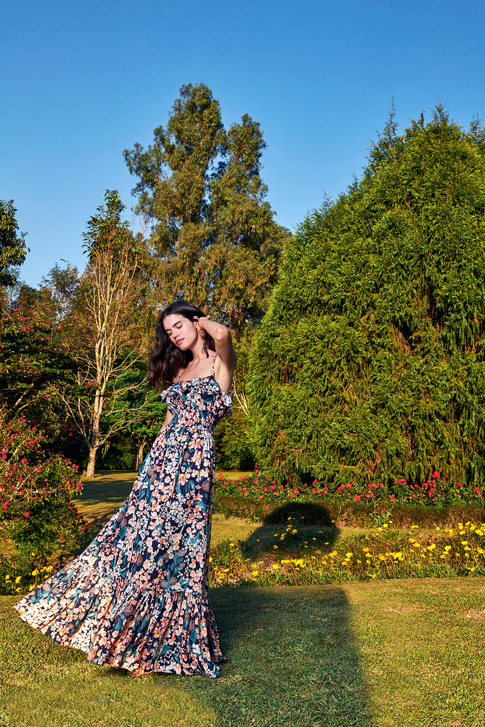 coco maxi dress Azazie Mocha Coco Ruffles Sleeveless A-Line Evening Dress / Gown