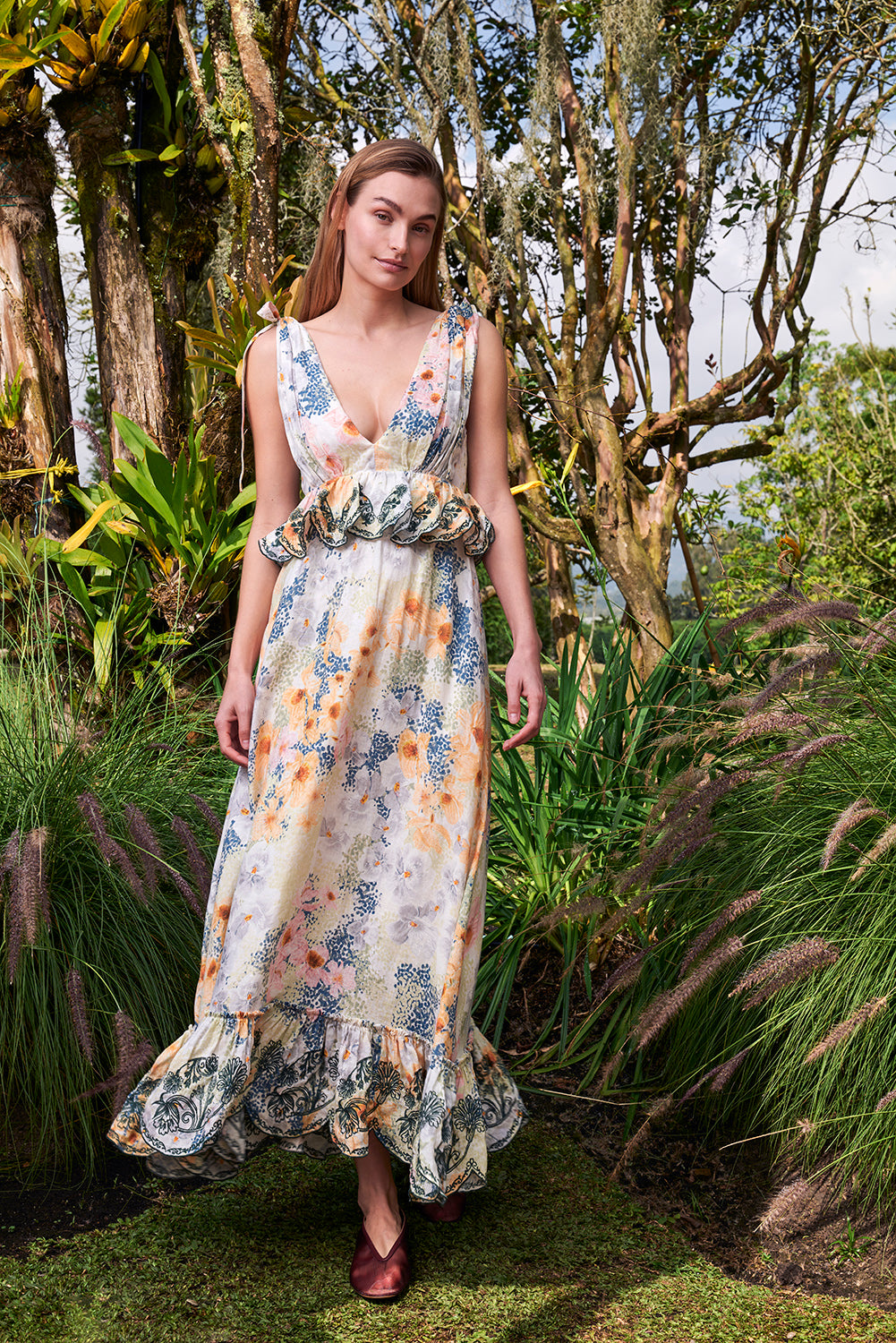 Agua by Agua Bendita Florecer Linen Maxi Dress Agua by Agua Bendita Florecer Linen Maxi Dress