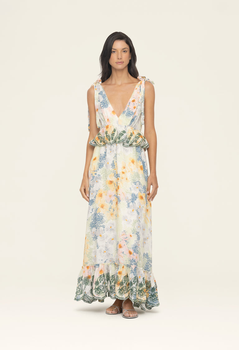 Col Pierrot 2024 アパルトモン RAMIE MAXI DRESS Retro Palace Style Long Maxi Dress Femme Stand Collar