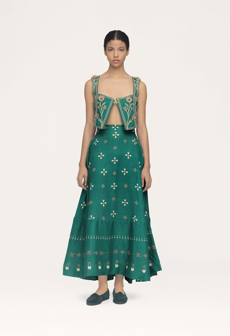 Bel-Mar-Esmeralada-hand-Embroidered-Maxi-Skirt-14051 - 1