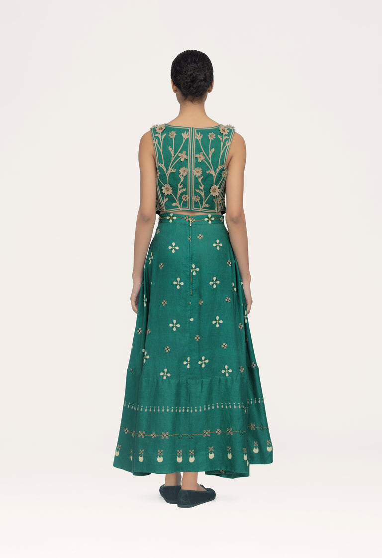 Bel-Mar-Esmeralada-hand-Embroidered-Maxi-Skirt-14051 - 3