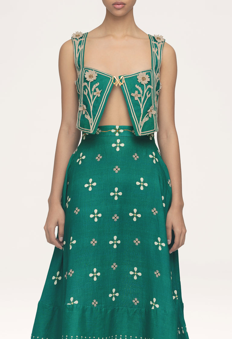 Bel-Mar-Esmeralada-hand-Embroidered-Maxi-Skirt-14051 - 4