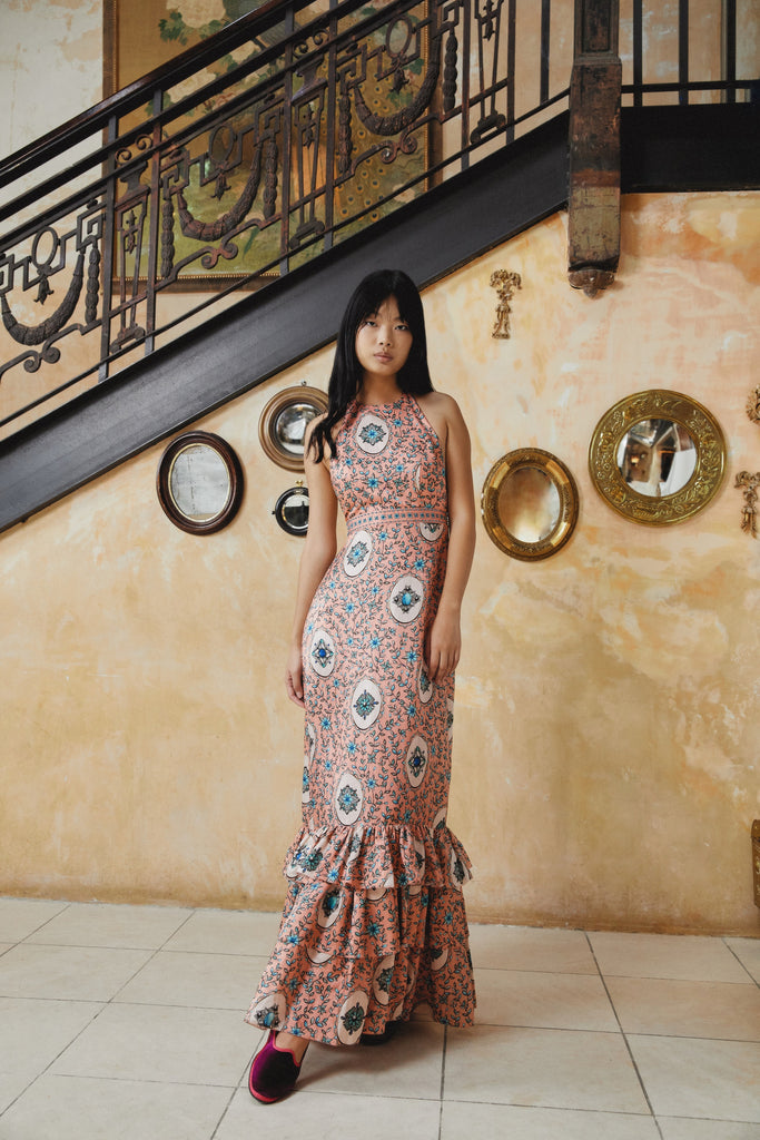 Magnolia Cofre Hand-Embroidered Maxi Dress | Agua by Agua