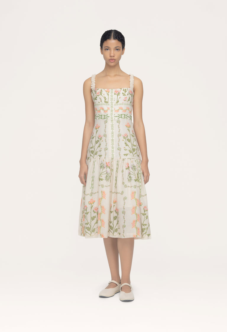 Nispero-Oasis-hand-Embroidered-Midi-Dress-14055 - 1