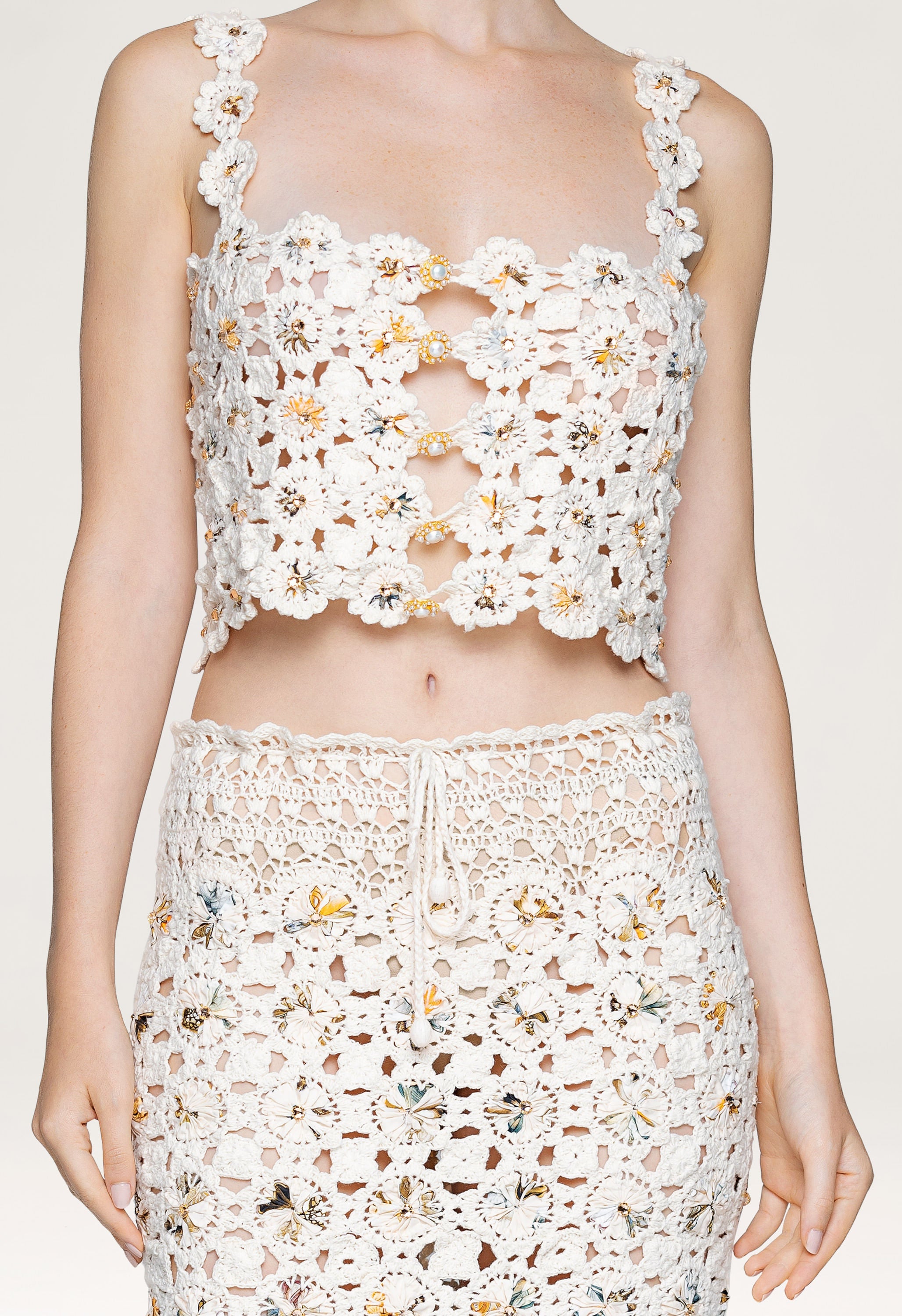 Zilia Caracola Embroidered Cropped Top | Agua By Agua Bendita